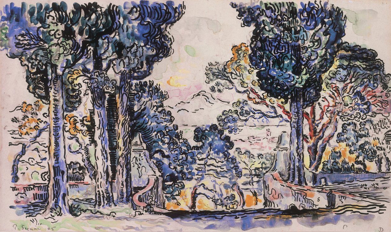 Cipressi a Sainte-Anne Saint-Tropez da Paul Signac