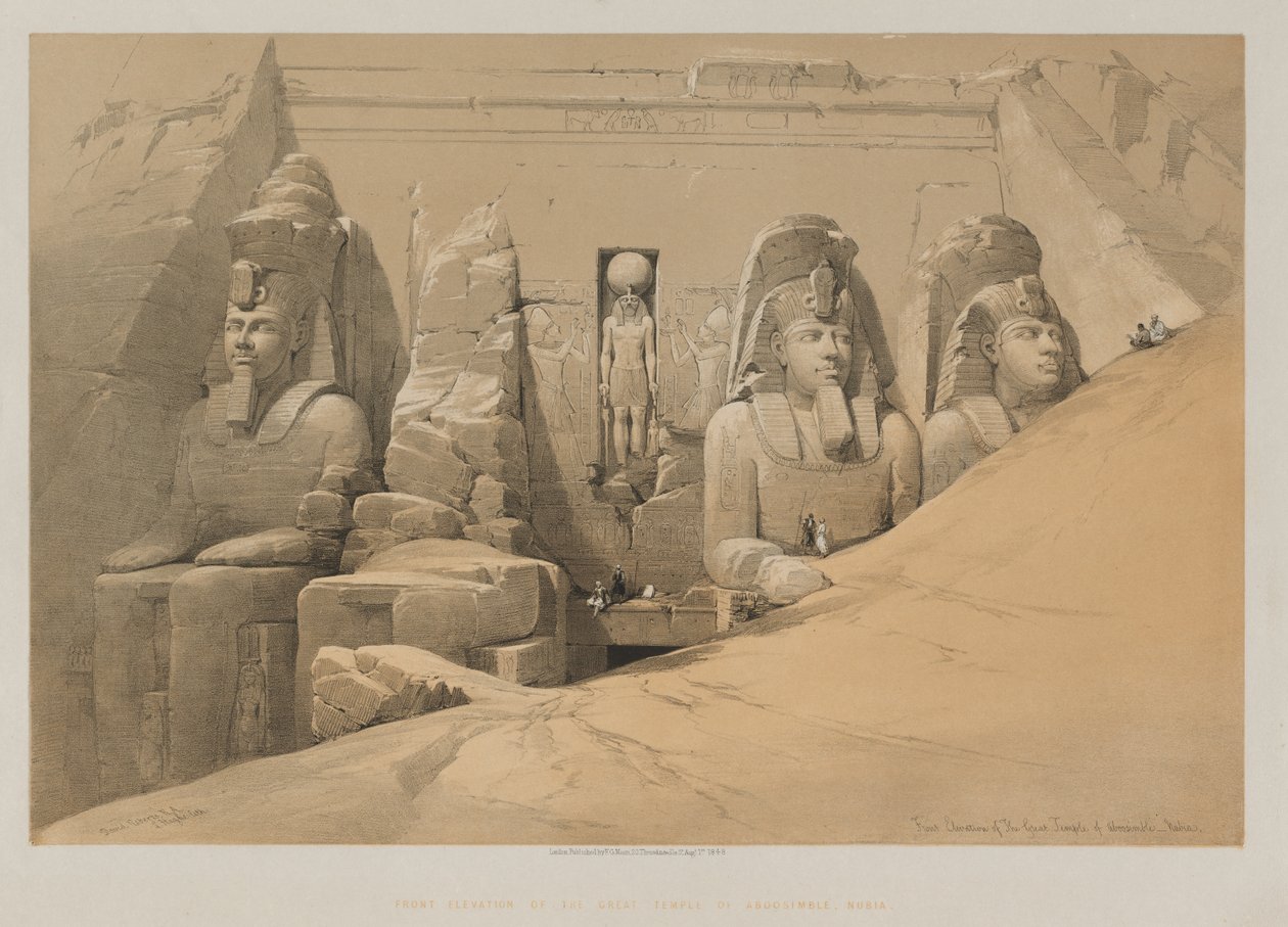 Egitto e Nubia, Volume II: Elevazione Frontale del Grande Tempio di Aboo Simbel, Nubia da Paul Signac