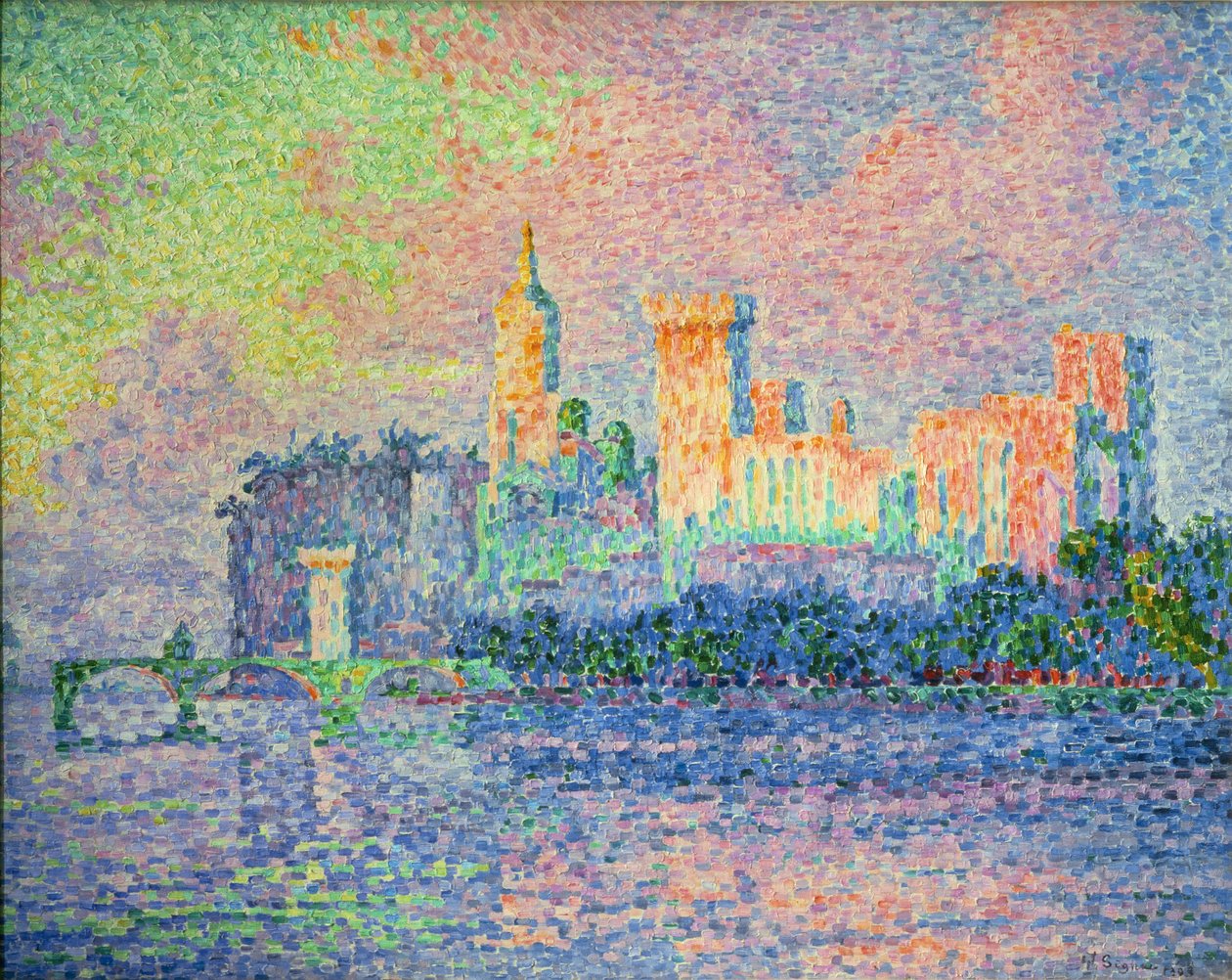 Le chateau des Papes, Avignone (dipinto su tela) da Paul Signac