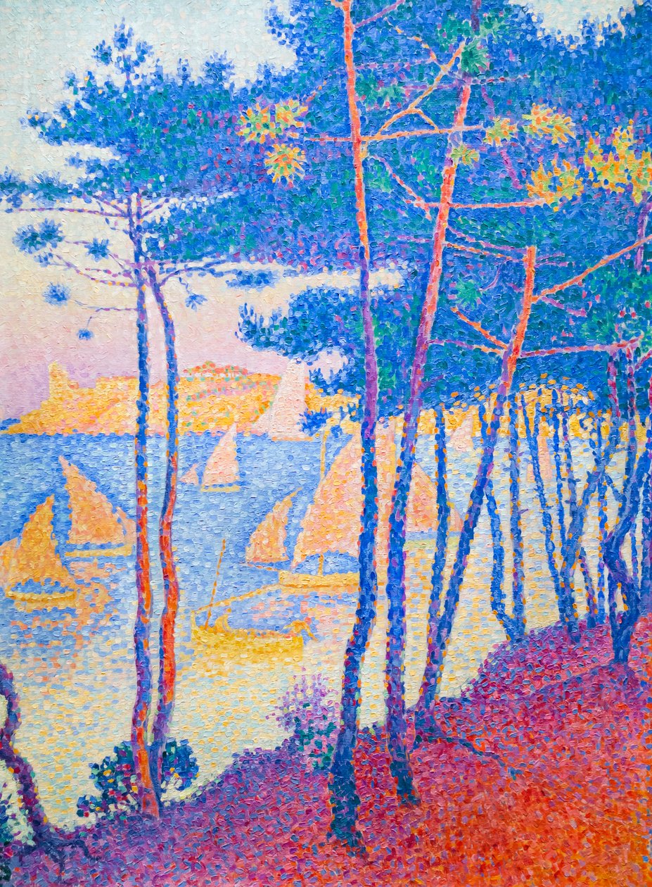 Barche a vela e pini da Paul Signac