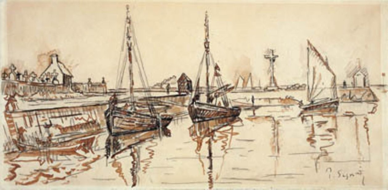 Navi a vela nel porto di Barfleur da Paul Signac