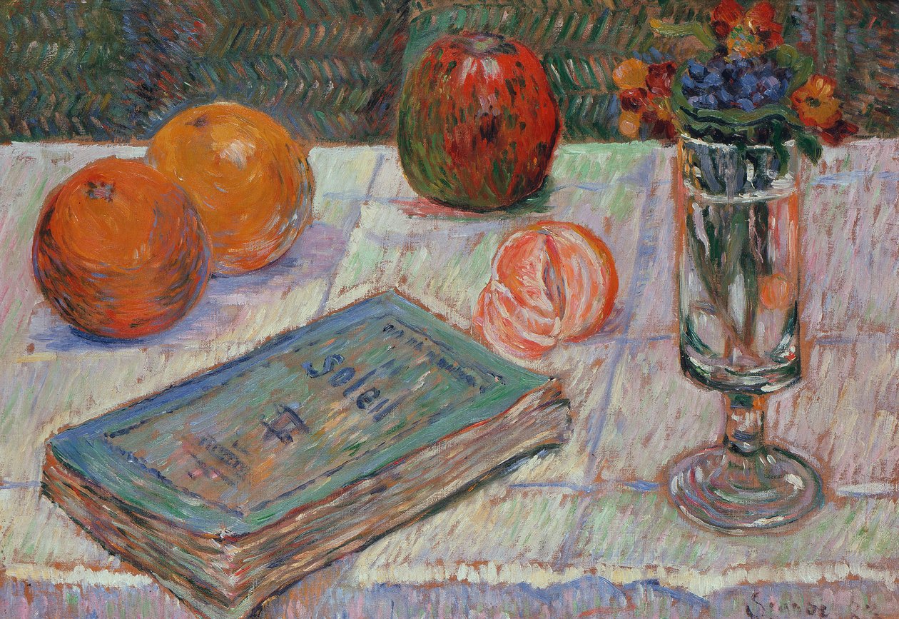 Natura morta con un libro e delle arance da Paul Signac