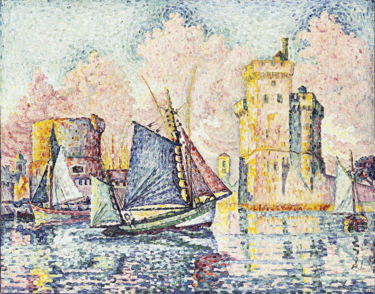 Barca da Tonno che Entra nel Porto di La Rochelle, Tramonto da Paul Signac
