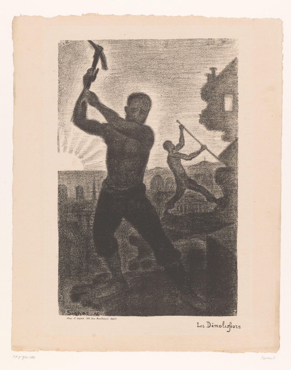 Due uomini demoliscono un edificio (I demolitori) da Paul Signac