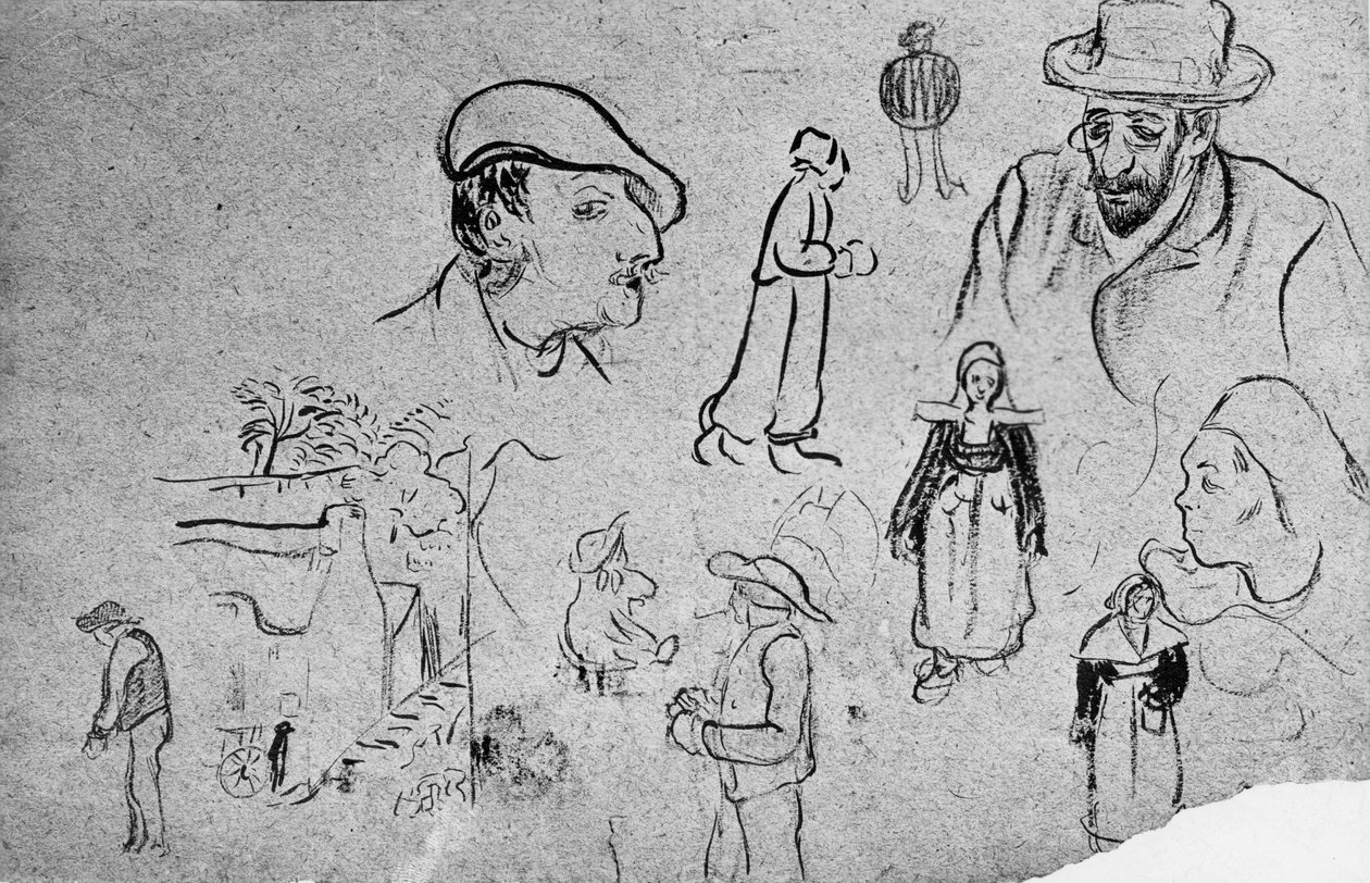Paul Serusier: schizzi (Paul Gauguin in alto a sinistra) da Paul Sérusier