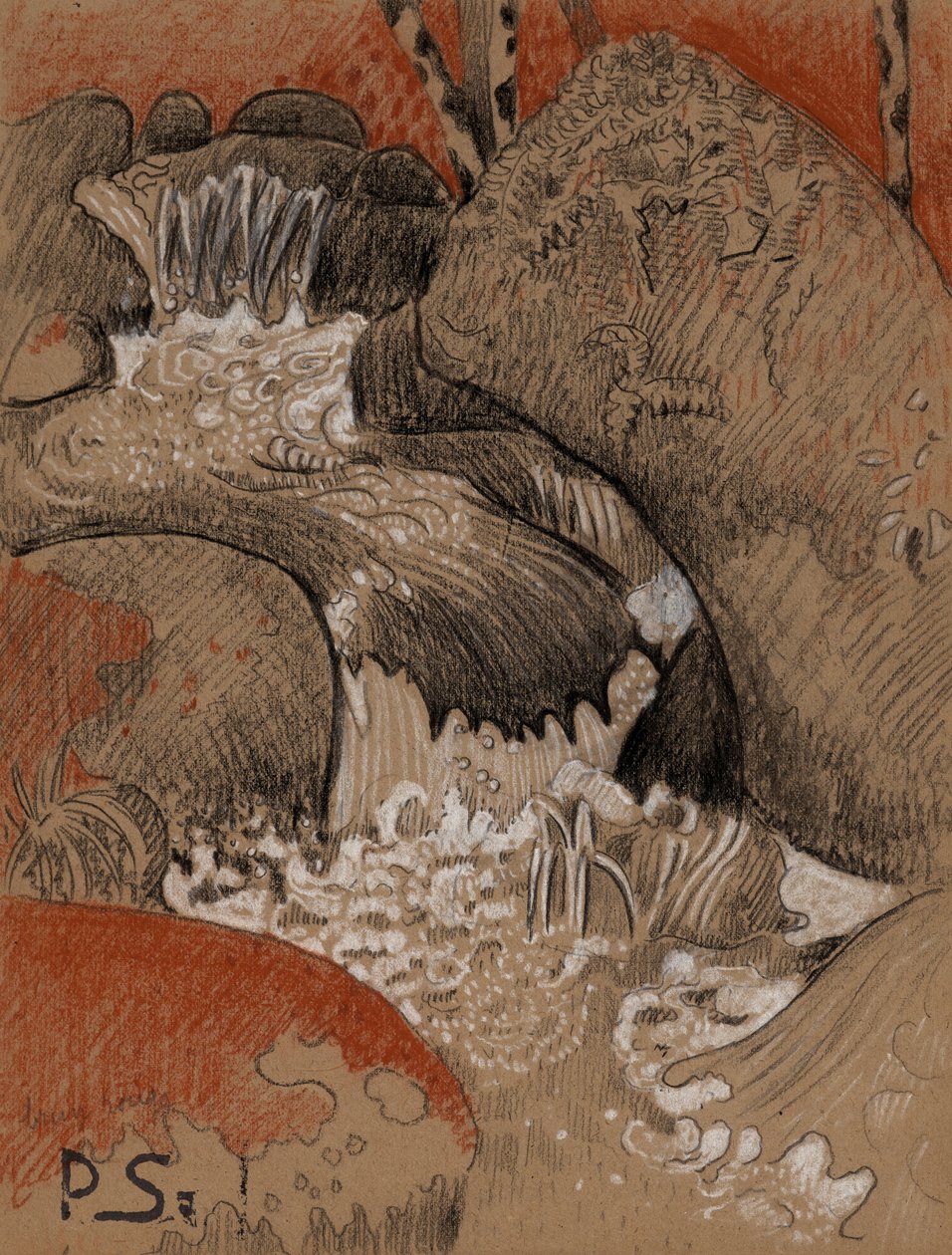 Rocce di Huelgoat, 1892 circa (carboncino, gesso rosso e bianco) da Paul Sérusier