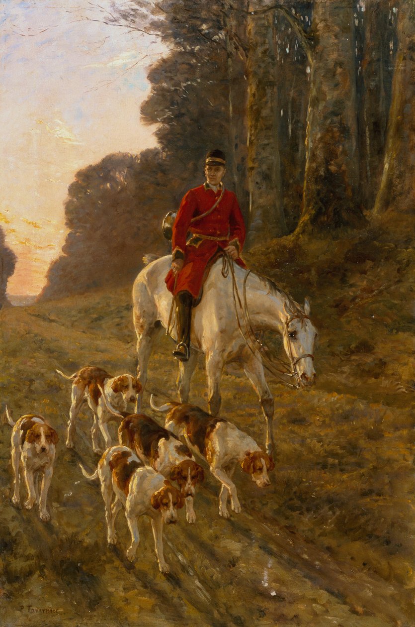 Un cacciatore con i suoi cani da Paul Tavernier