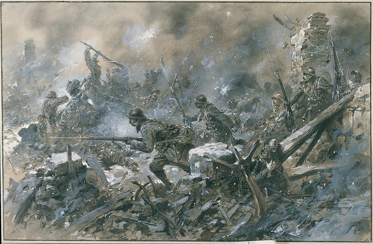 Prima Guerra Mondiale (1914-1918): Un contrattacco nel villaggio di Vaux nel 1916 sul fronte di Verdun da Paul Thiriat