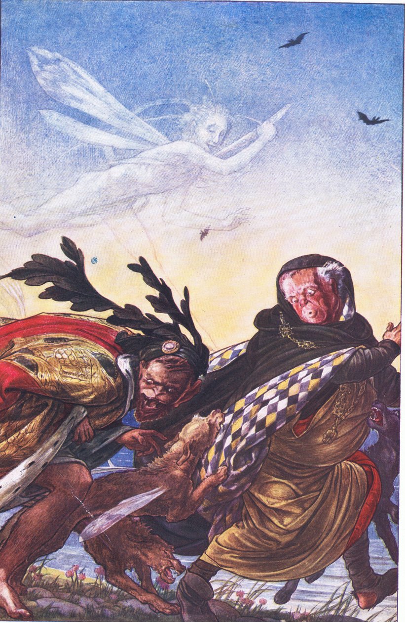 Furia! Furia! Là, tiranno, là Ascolta! Ascolta!, illustrazione da La Tempesta, 1908 da Paul Vincent Woodroffe