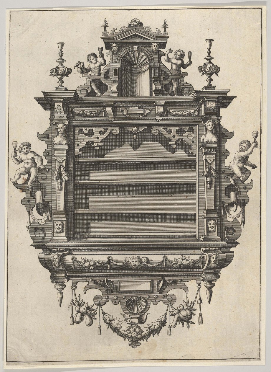 Unità a mensola da parete da Verscheyden Schrynwerck ... [Plusieurs Menuiseries ...], 1658 da Paul Vredeman de Vries