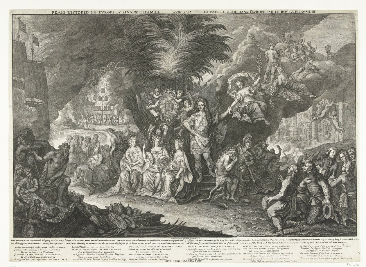 Allegoria su re Guglielmo III come portatore di pace in Europa, 1697 da Paul van Somer (II)