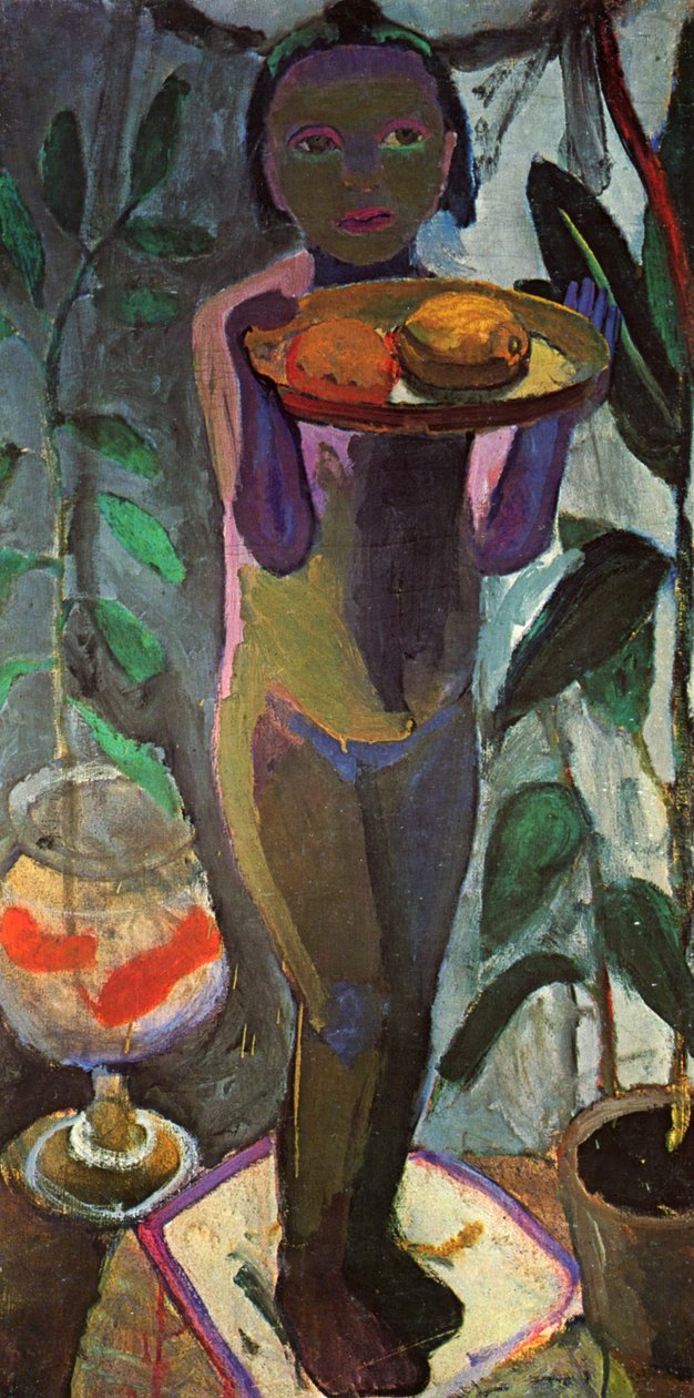 Nudo di bambino con boccia di pesci rossi da Paula Modersohn Becker