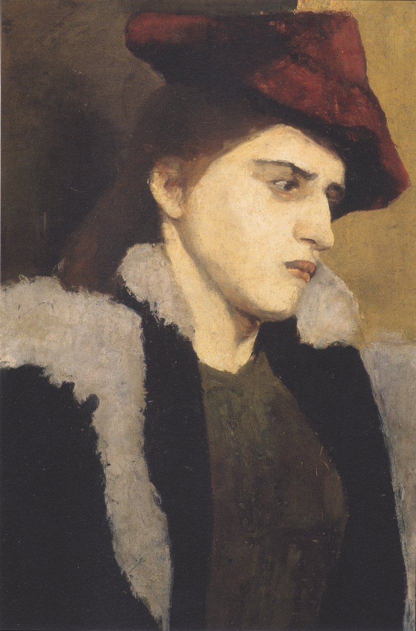 Ritratto di una giovane donna con cappello rosso da Paula Modersohn Becker