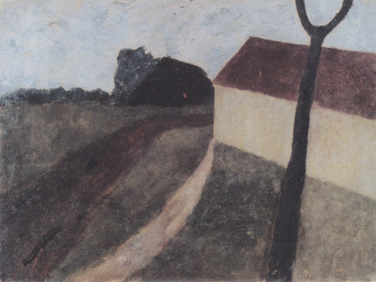 Paesaggio al crepuscolo con casa e ramo biforcuto da Paula Modersohn Becker