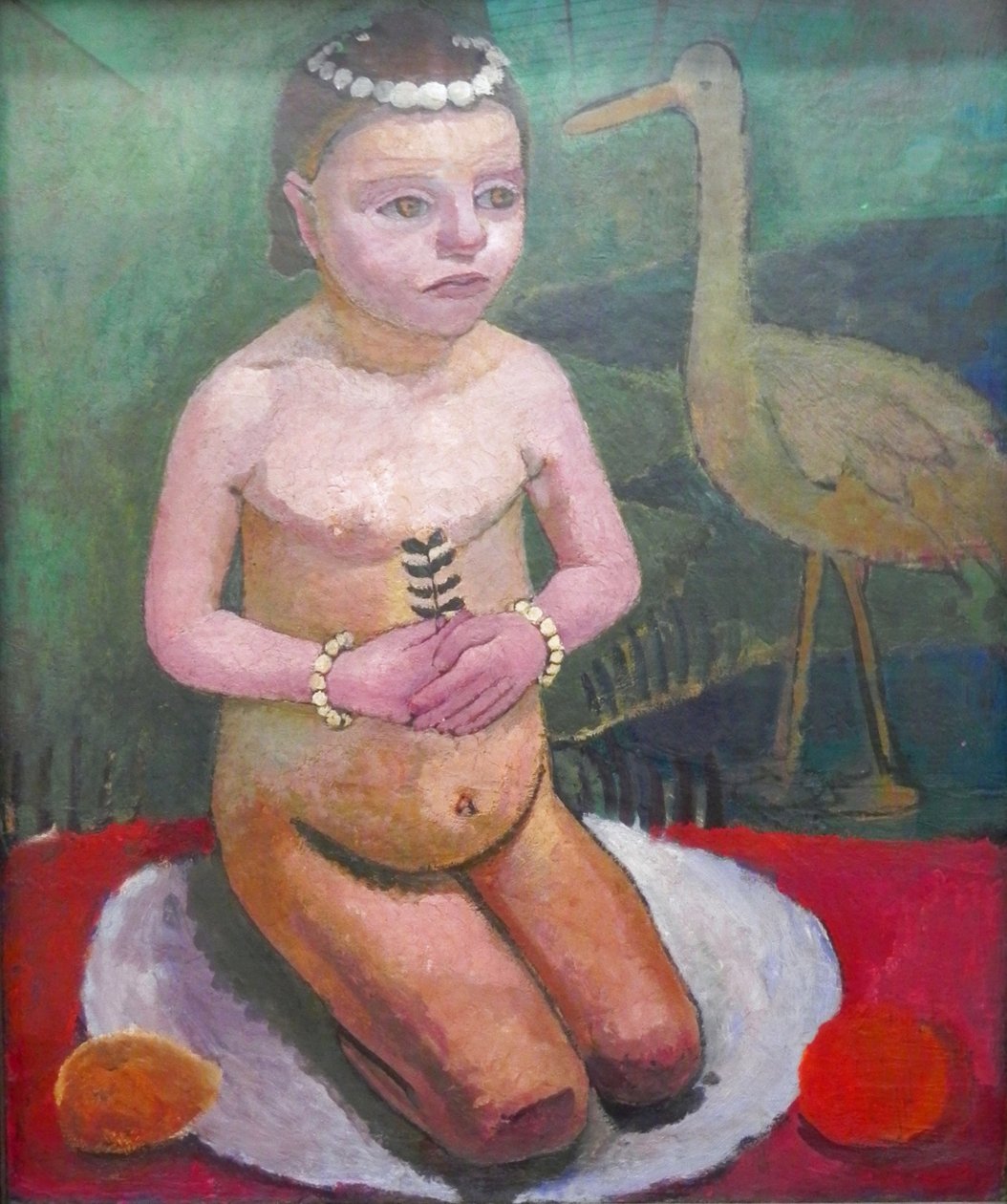 Ragazza accovacciata con cicogna da Paula Modersohn Becker