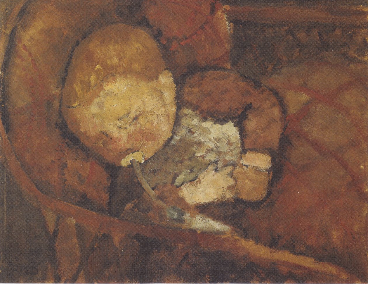 Bambino con biberon nella culla da Paula Modersohn Becker