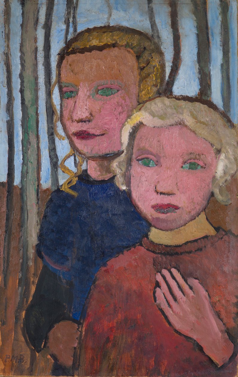 Due ragazze davanti a betulle da Paula Modersohn-Becker