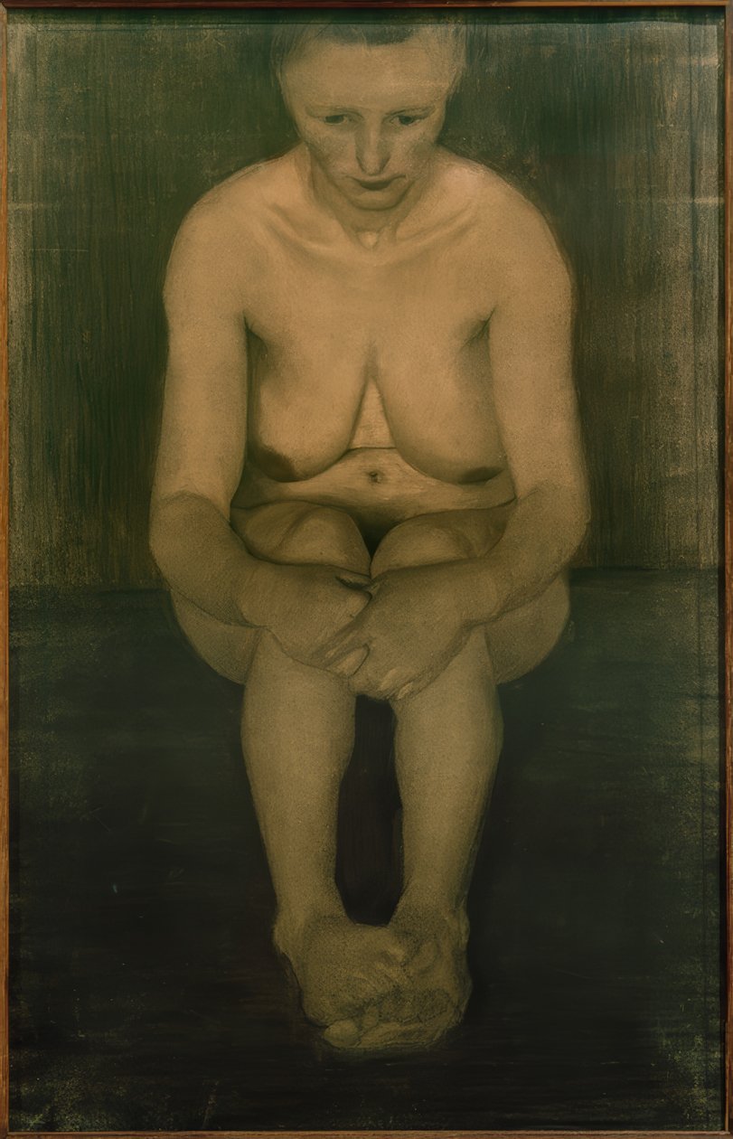 Nudo femminile seduto, frontale con piedi incrociati da Paula Modersohn Becker