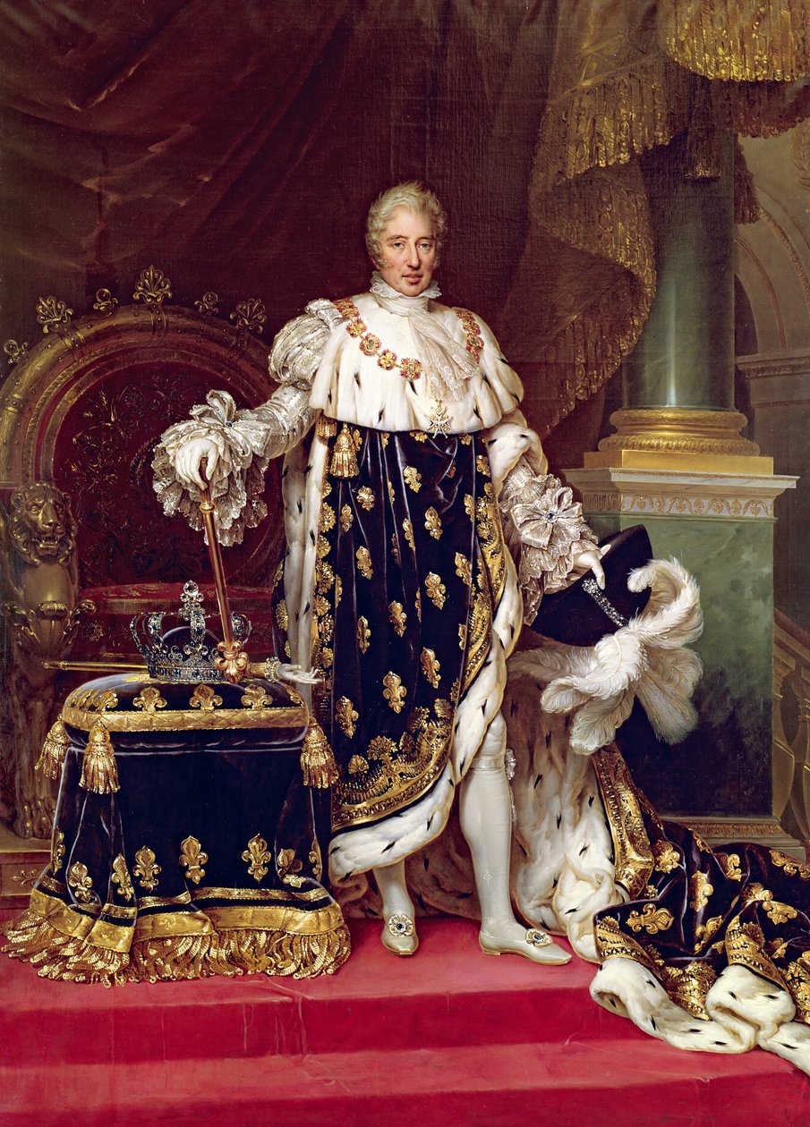 Ritratto di Carlo X (1757-1836) in abiti di incoronazione, 1827 da Paulin Jean Baptiste Guerin
