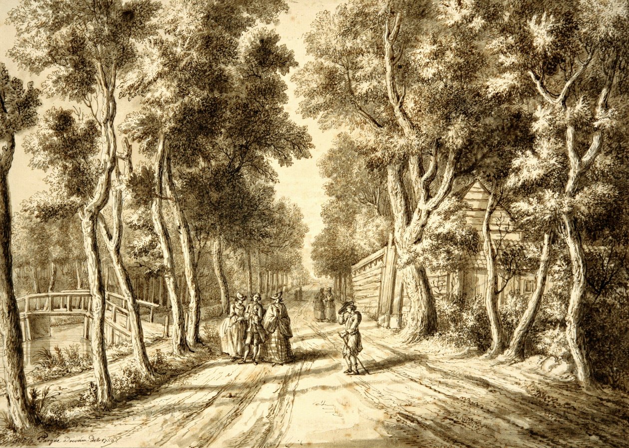 Bezuidenhoutseweg visto in direzione di Wassenaar, 1756 da Paulus Constantijn la Fargue