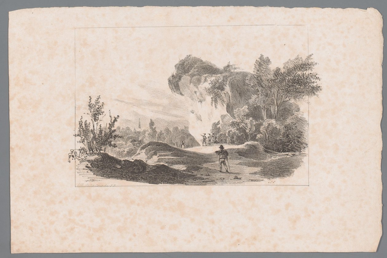 Paesaggio con figure vicino a una roccia da Paulus Lauters