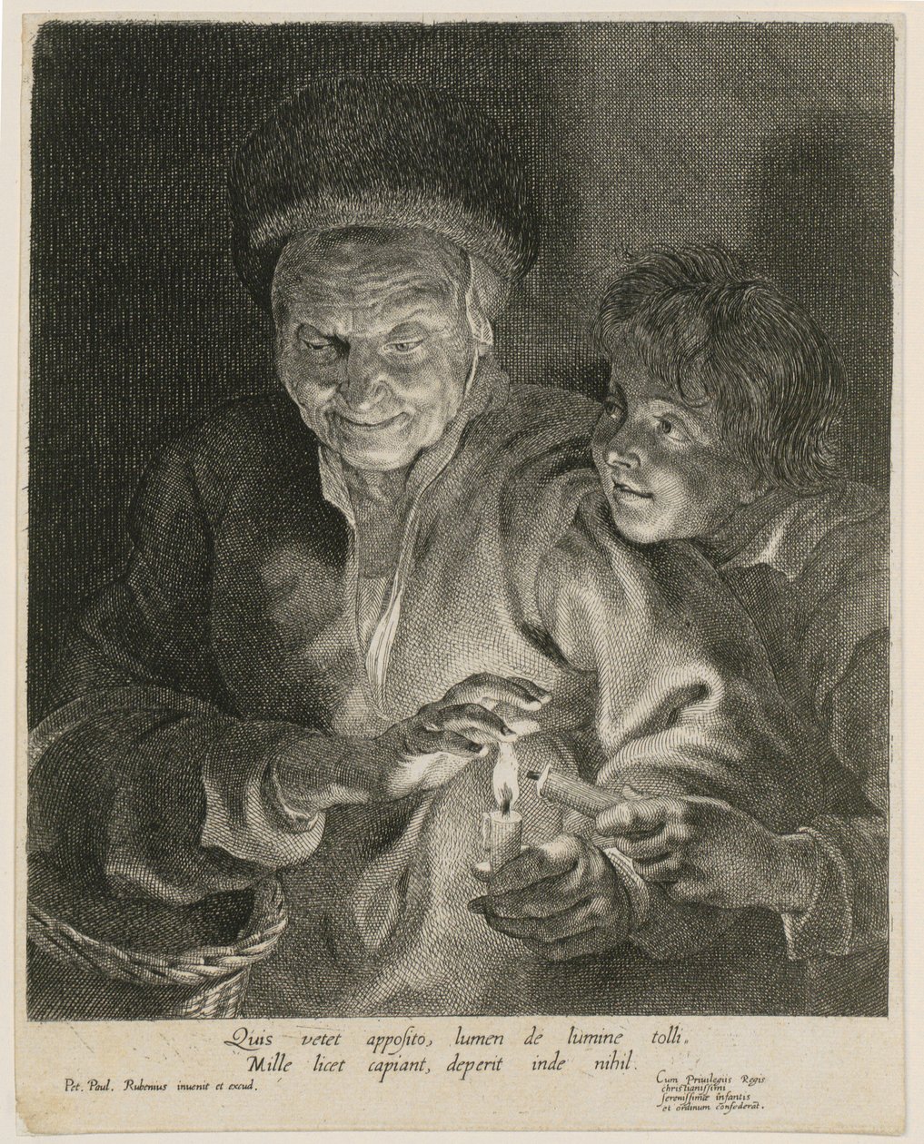 Vecchia donna e ragazzo con candele da Paulus Pontius