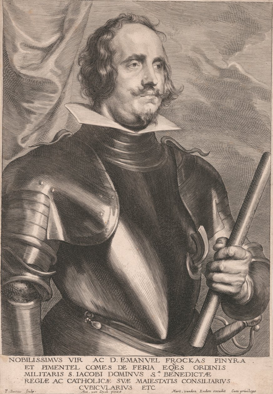 Nobilissimus Vir Ac D. Emanuel Frockas Finyra. et Pimentel Comes de Feria Eqes ordinis Militaris S. Jacobi Dominus Sæ. Benedictæ Regiæ ac Catholicæ Suæ Maestatis Consiliarius Cubicularius Etc. da Paulus Pontius