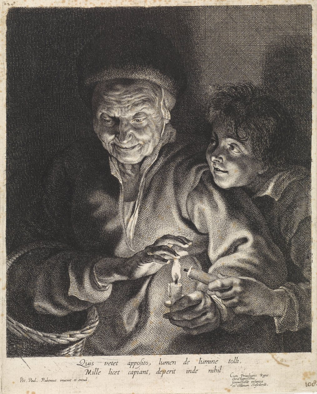 Vecchia donna e ragazzo con candele da Paulus Pontius
