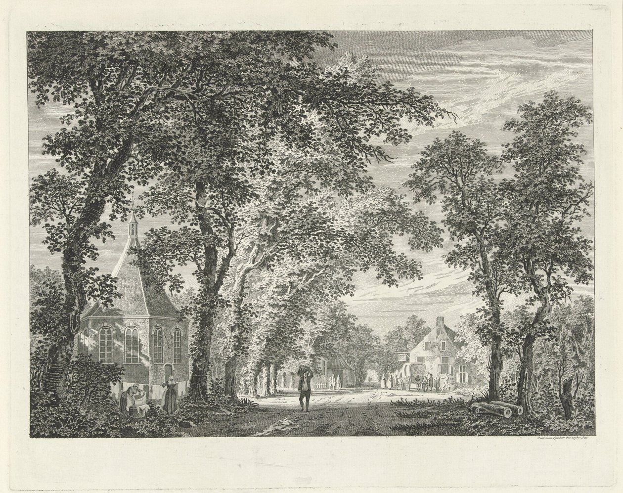Veduta del villaggio di Driebergen, 1754 da Paulus van Liender