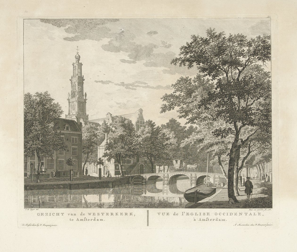 Veduta della Westerkerk e Westerhal, vista dal Keizersgracht da Paulus van Liender