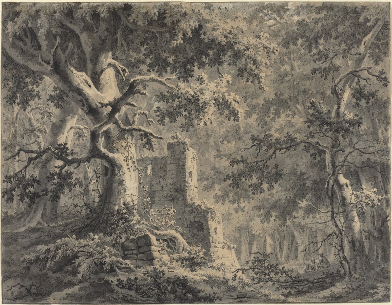 Rovine presso un ruscello nel bosco da Paulus van Liender