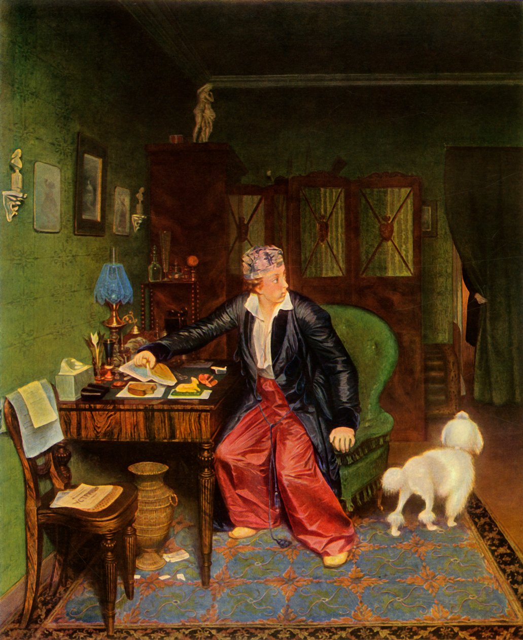 Un aristocratico fa colazione, o seta sullo stomaco e niente dentro, 1849-1850, 1965 da Pavel Andreevich Fedotov