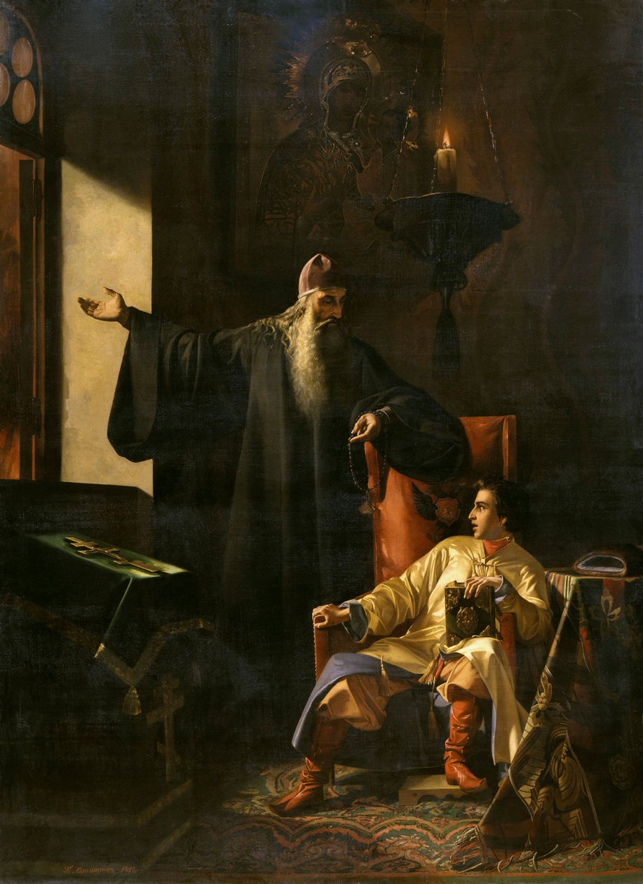 Ivan il Terribile e il prete Silvestro durante l