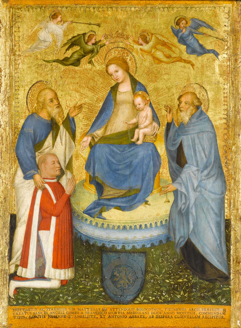 Vergine e Bambino incoronati dagli angeli, con San Giovanni Evangelista, Sant