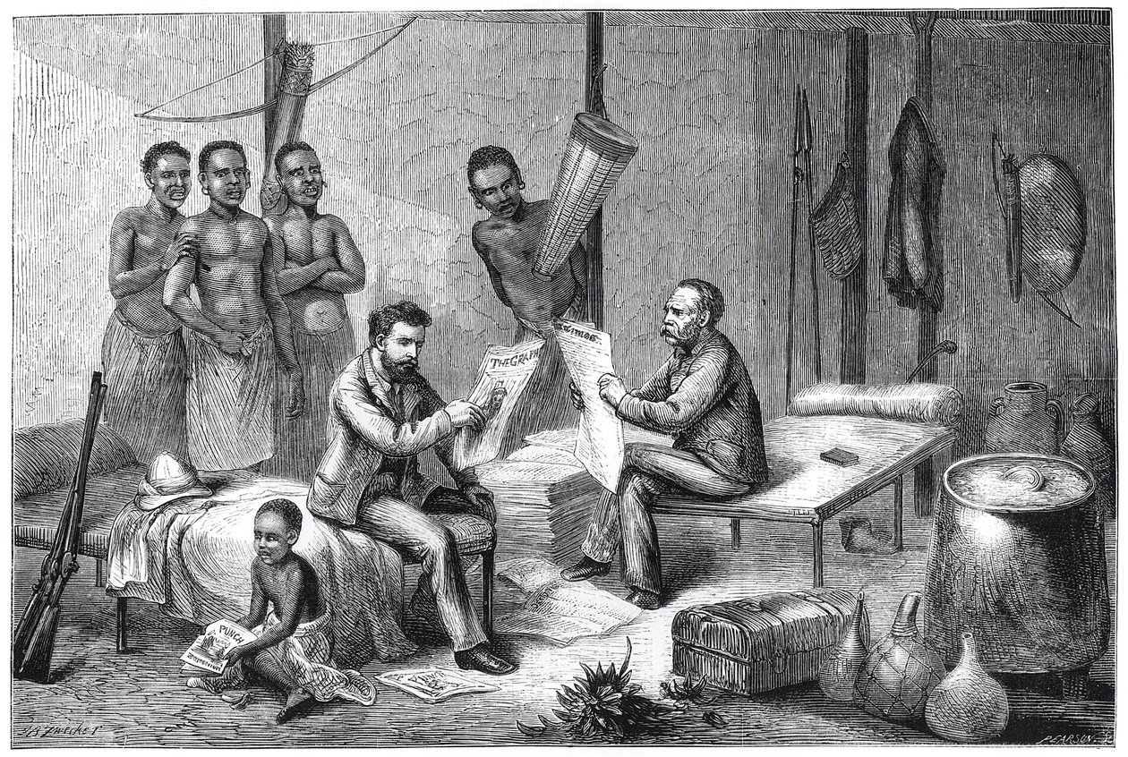Livingstone e Stanley che ricevono giornali in Africa Centrale, 1871-1873 da Pearson