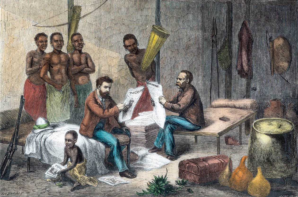 Livingstone e Stanley ricevono giornali in Africa Centrale da Pearson
