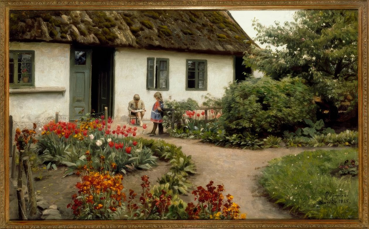 Ora di lettura nel giardino fiorito da Peder Monsted