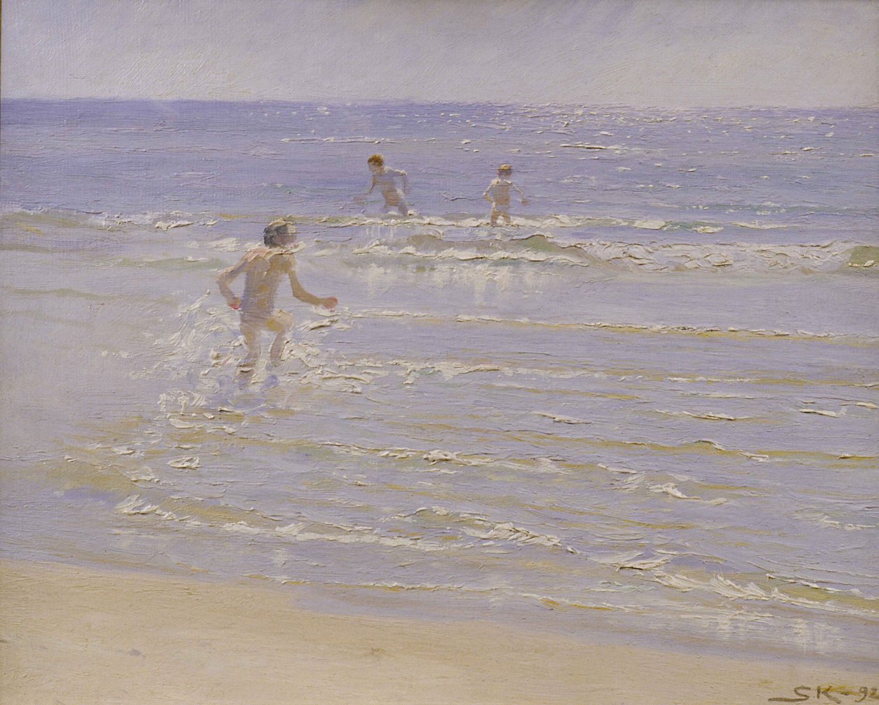 Sole a Skagen: Ragazzi che nuotano, 1892 (studio) da Peder Severin Krøyer