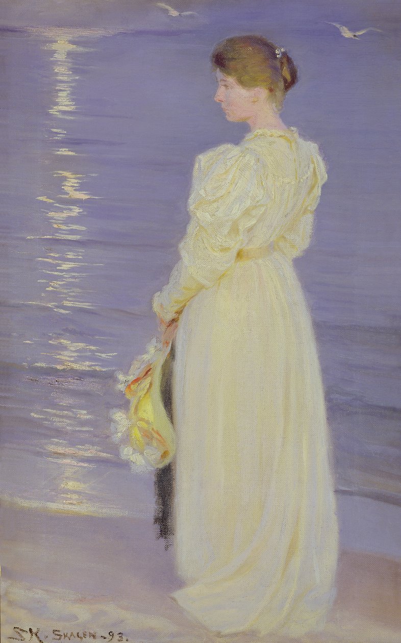 Donna in bianco su una spiaggia, 1893 da Peder Severin Krøyer