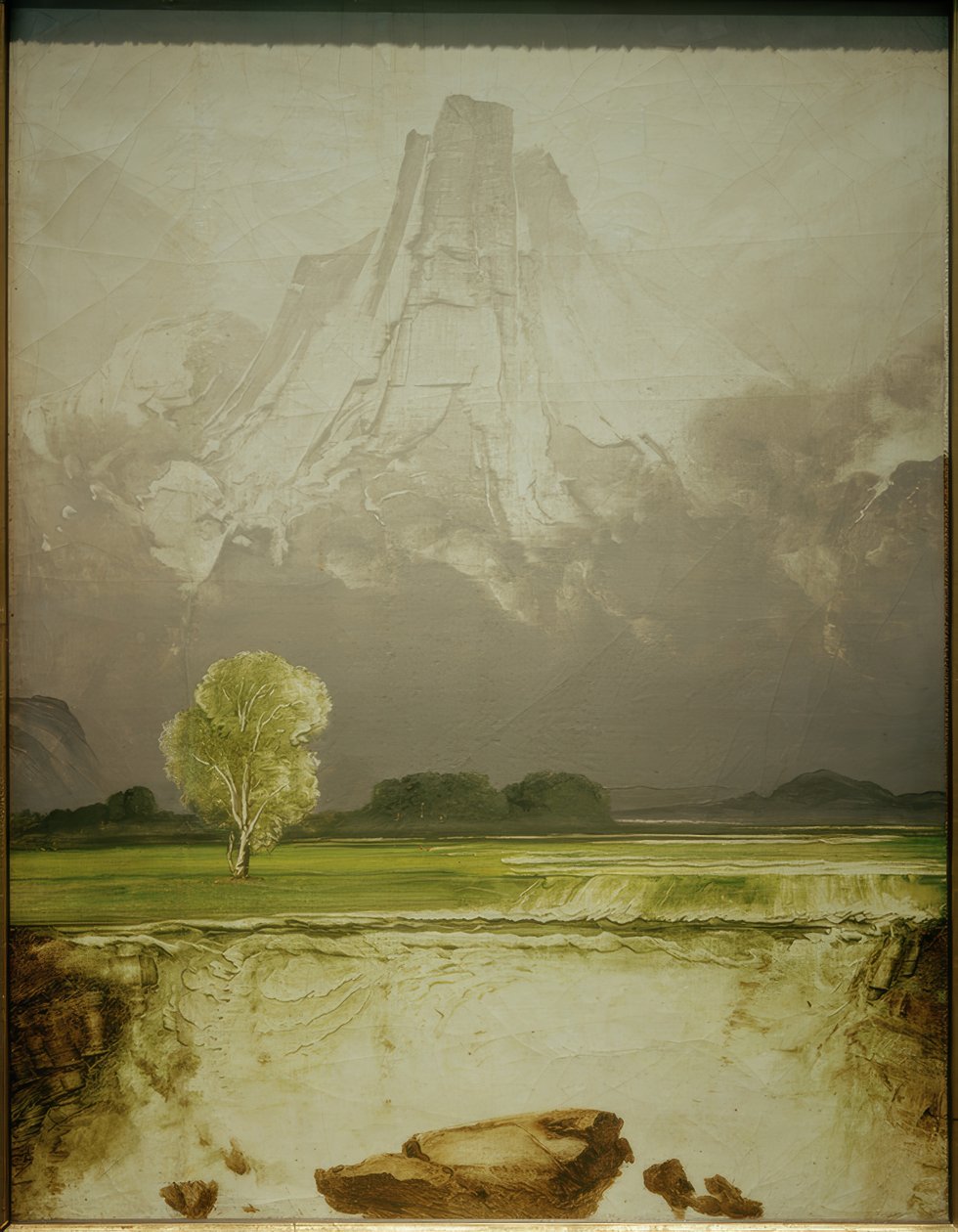 Il monte Stetind con una betulla da Peder Balke