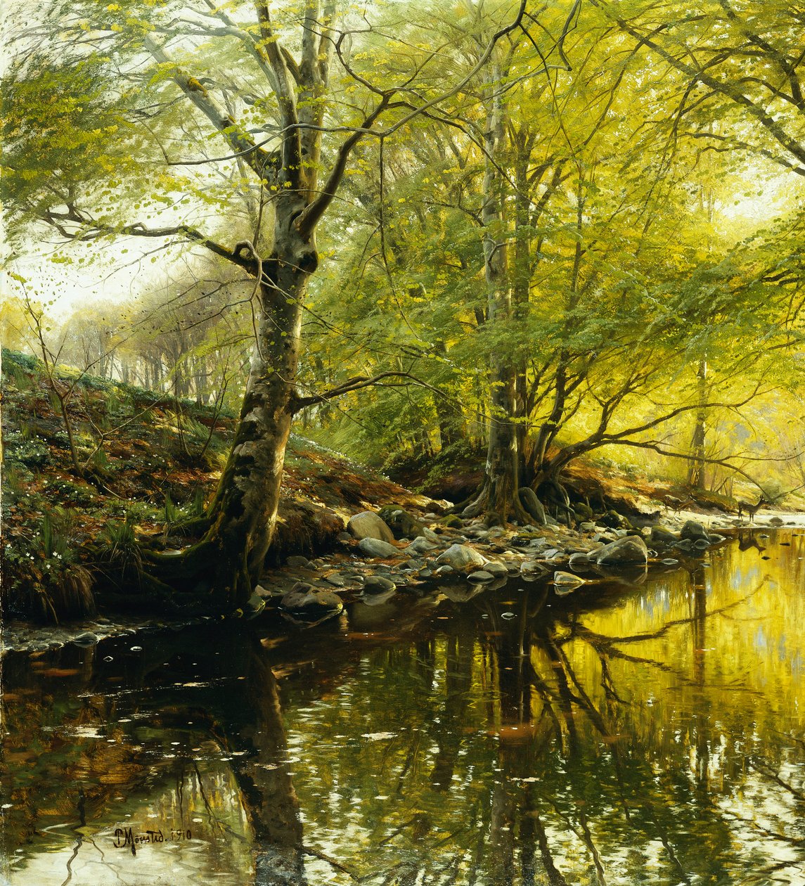 Paesaggio fluviale boscoso da Peder Monsted