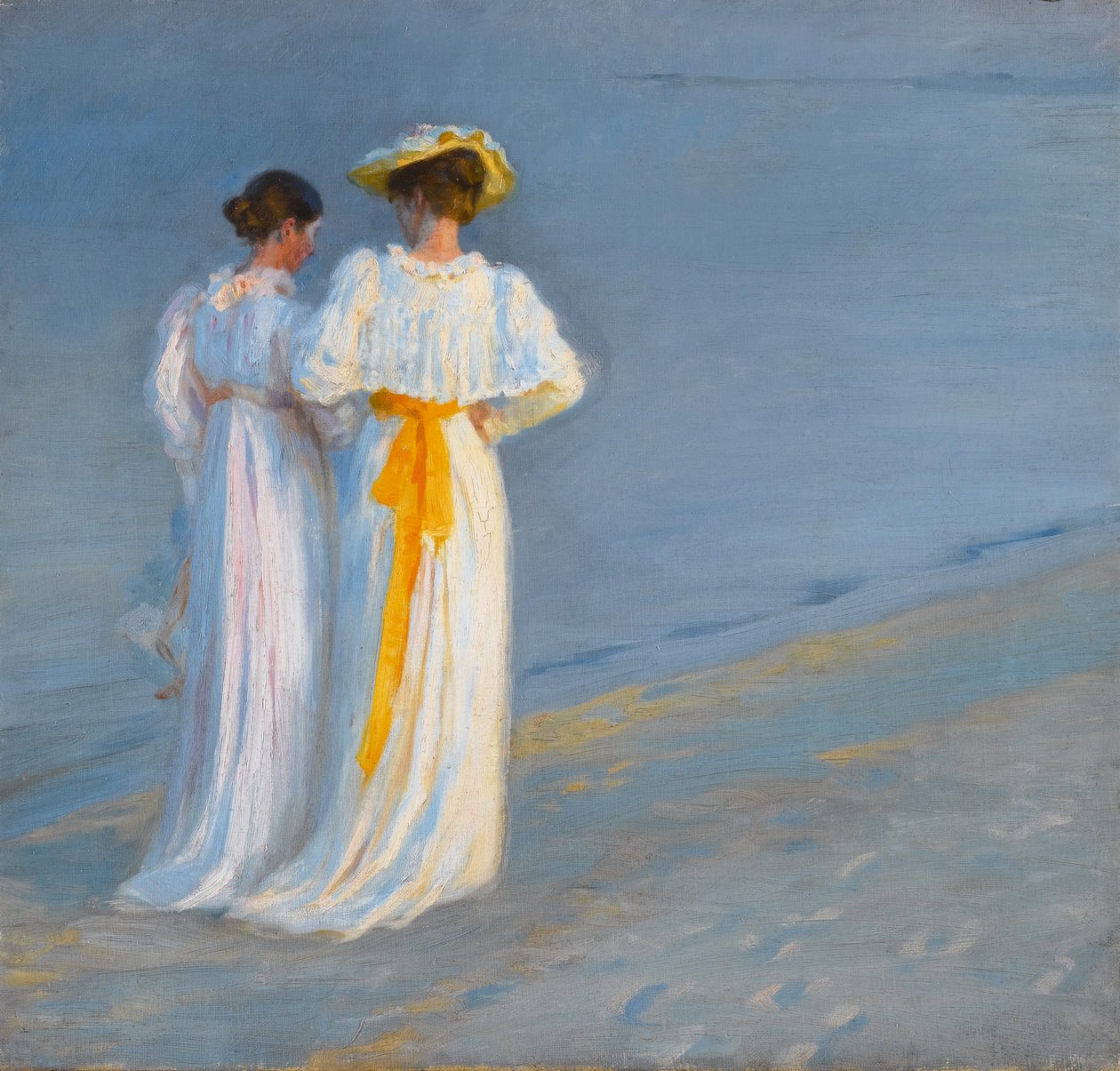 Anna Ancher e Marie Krøyer sulla spiaggia di Skagen da Peder Severin Krøyer