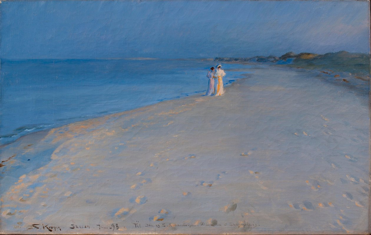 Danese:  Serata estiva alla spiaggia sud di Skagen. Anna Ancher e Marie Serata estiva alla spiaggia sud di Skagen. Anna Ancher e Marie Krøyer

 (studio) da Peder Severin Krøyer