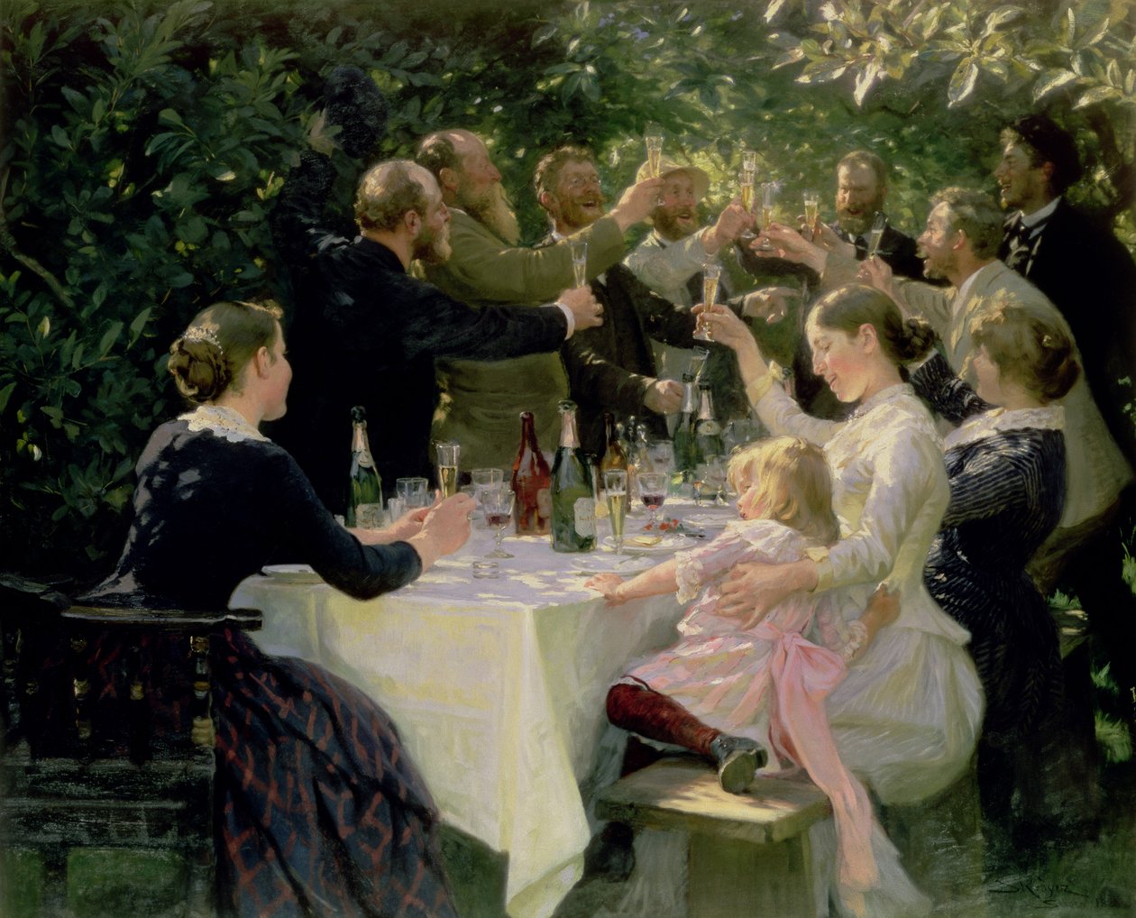 Hip Hip Hurrah! Festa degli artisti a Skagen, 1888 da Peder Severin Krøyer