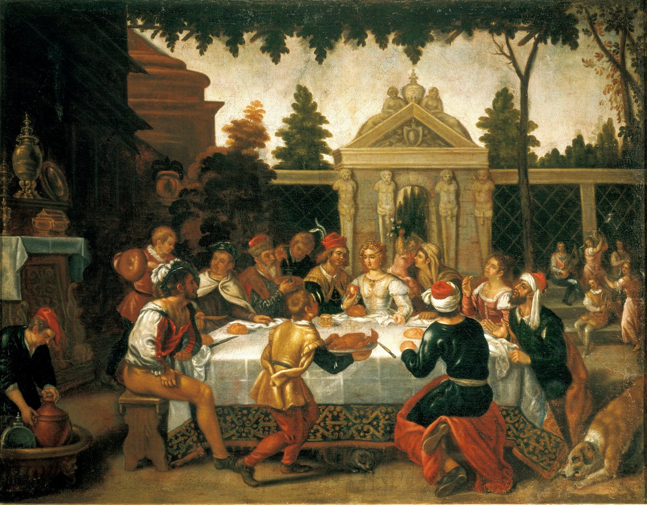 Festa di nozze di Isacco e Rebecca, di un artista della scuola di Pedro Orrente (1580-ca 1645) da Pedro (school of) Orrente