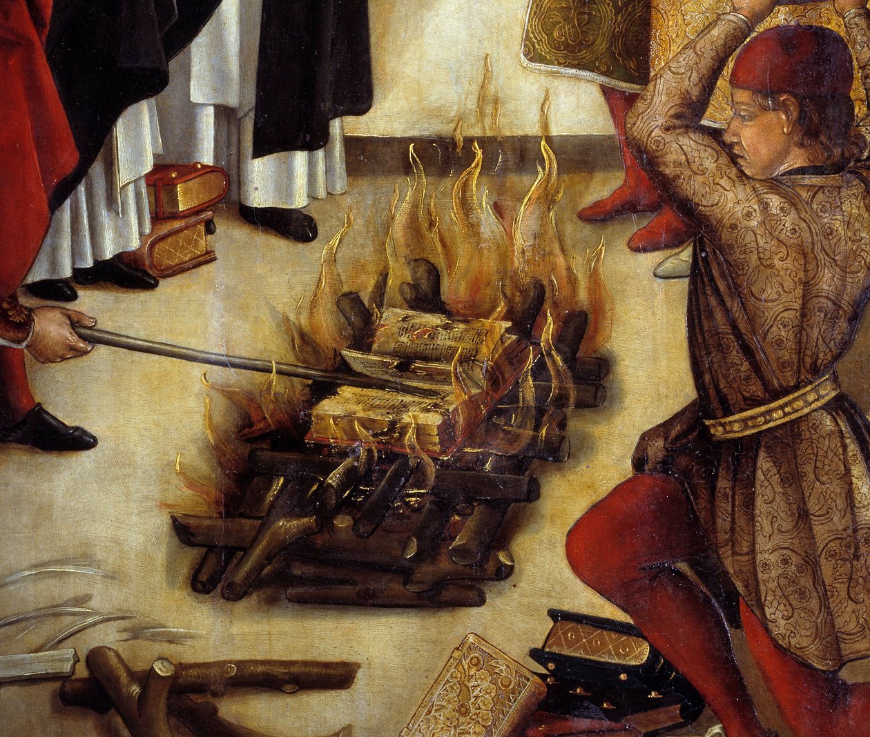 Dettaglio di San Domenico e gli Albigesi (Il miracolo di Fanjeaux) da Pedro Berruguete