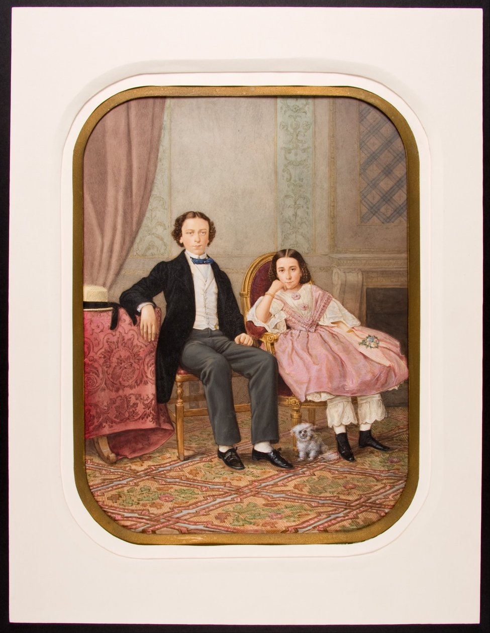 Antonio e Amelia del Valle y Serrano da bambini da Pedro Martínez de Hebert