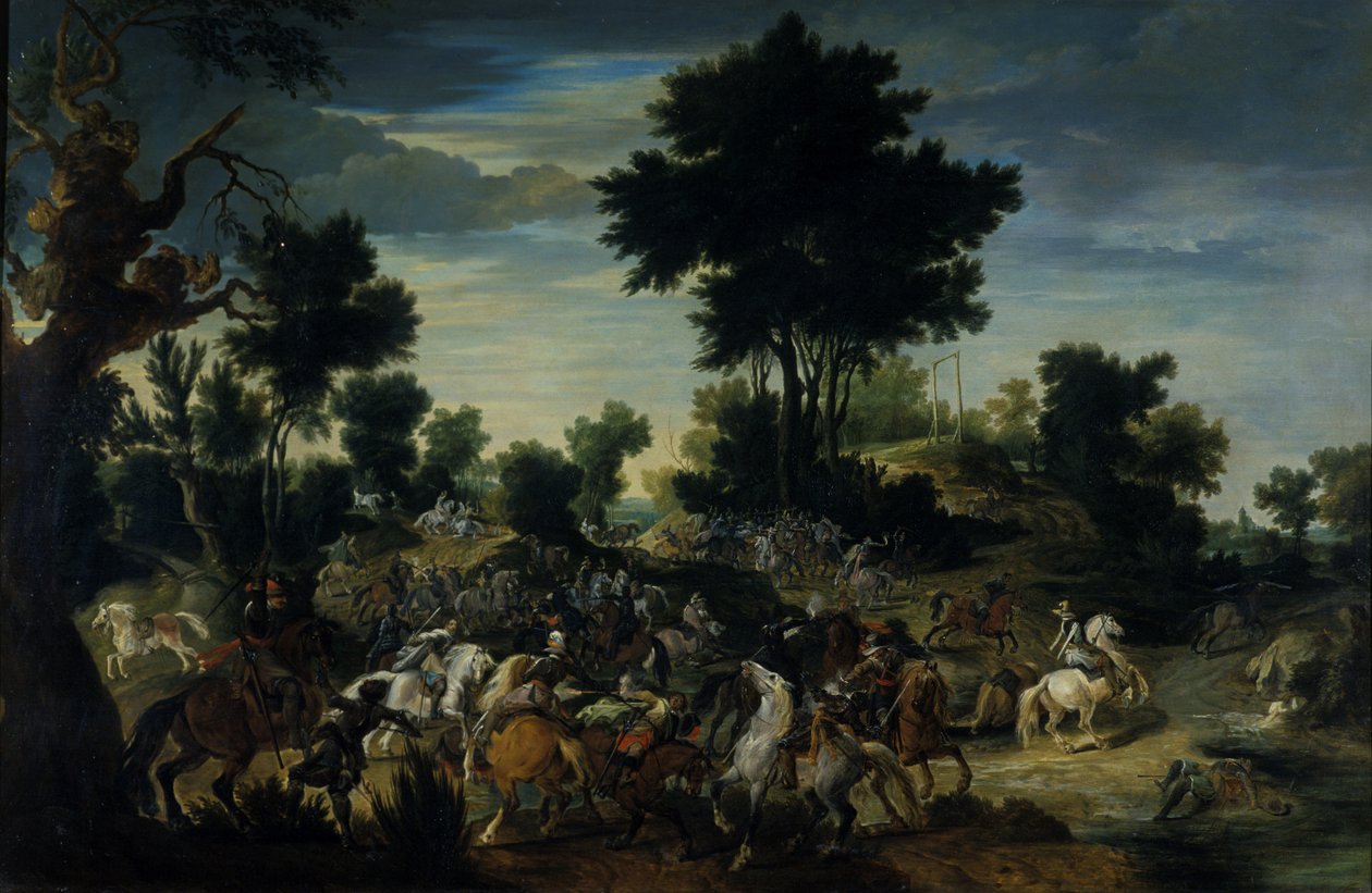 Cavalieri che avanzano in un ruscello da Peeter Snayers