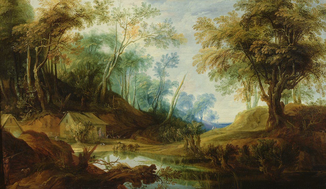 Paesaggio boscoso con stagno da Peeter Snayers