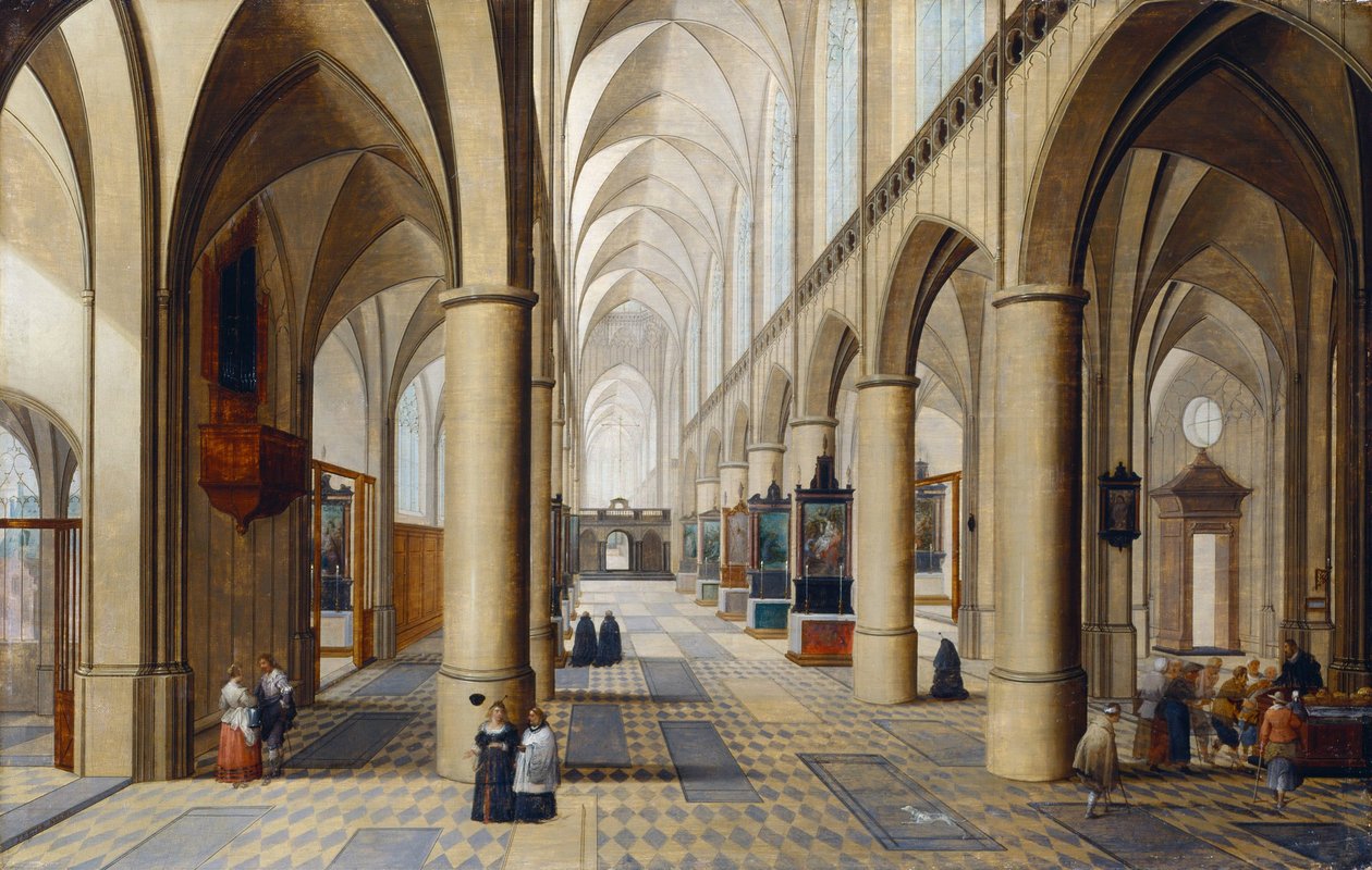 Interno di una chiesa gotica da Pieter the Elder Neeffs